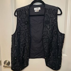 Rafaella Black Beaded Vest